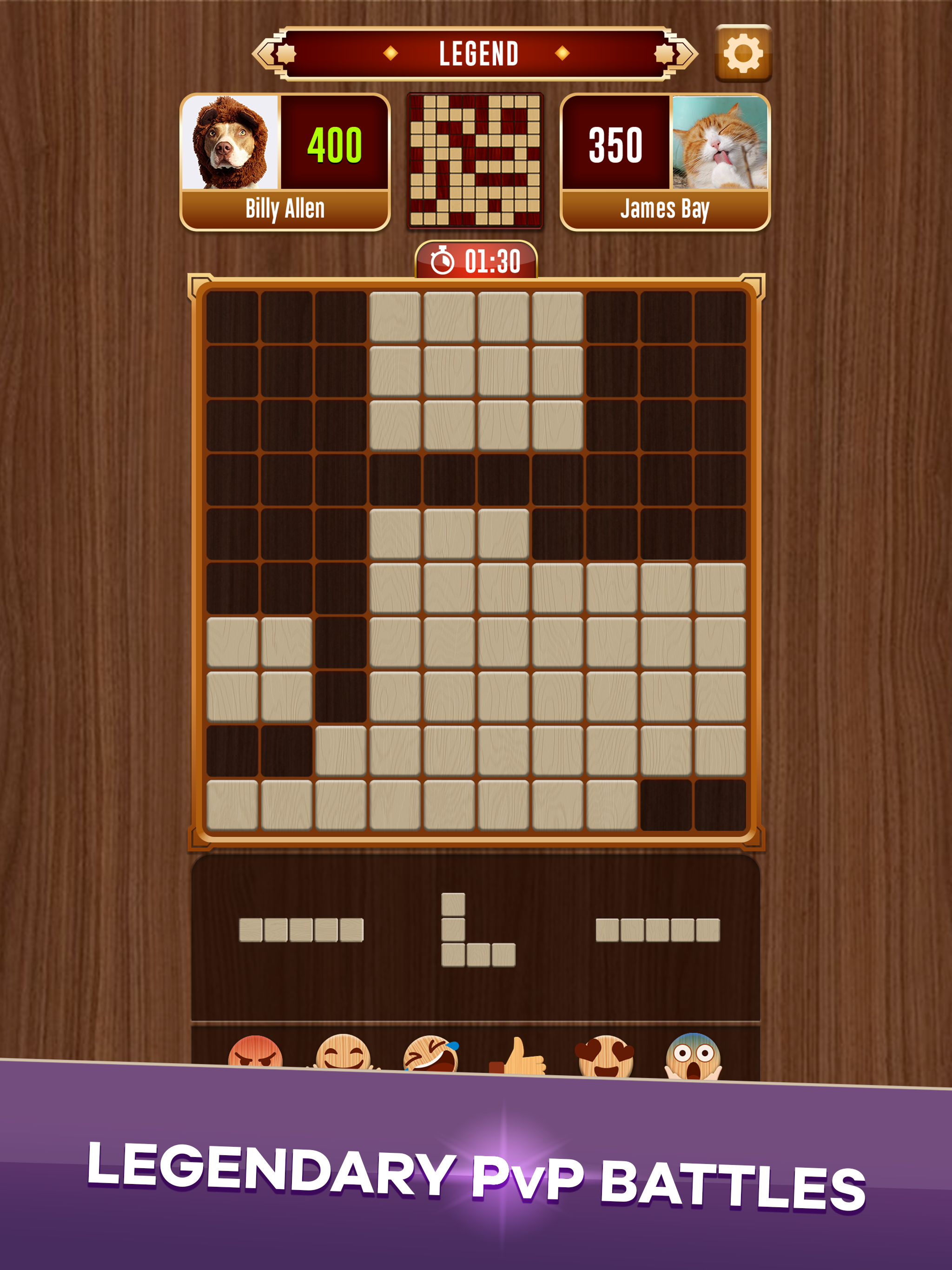 Woody Battle Block Puzzle Dual Game Screenshot