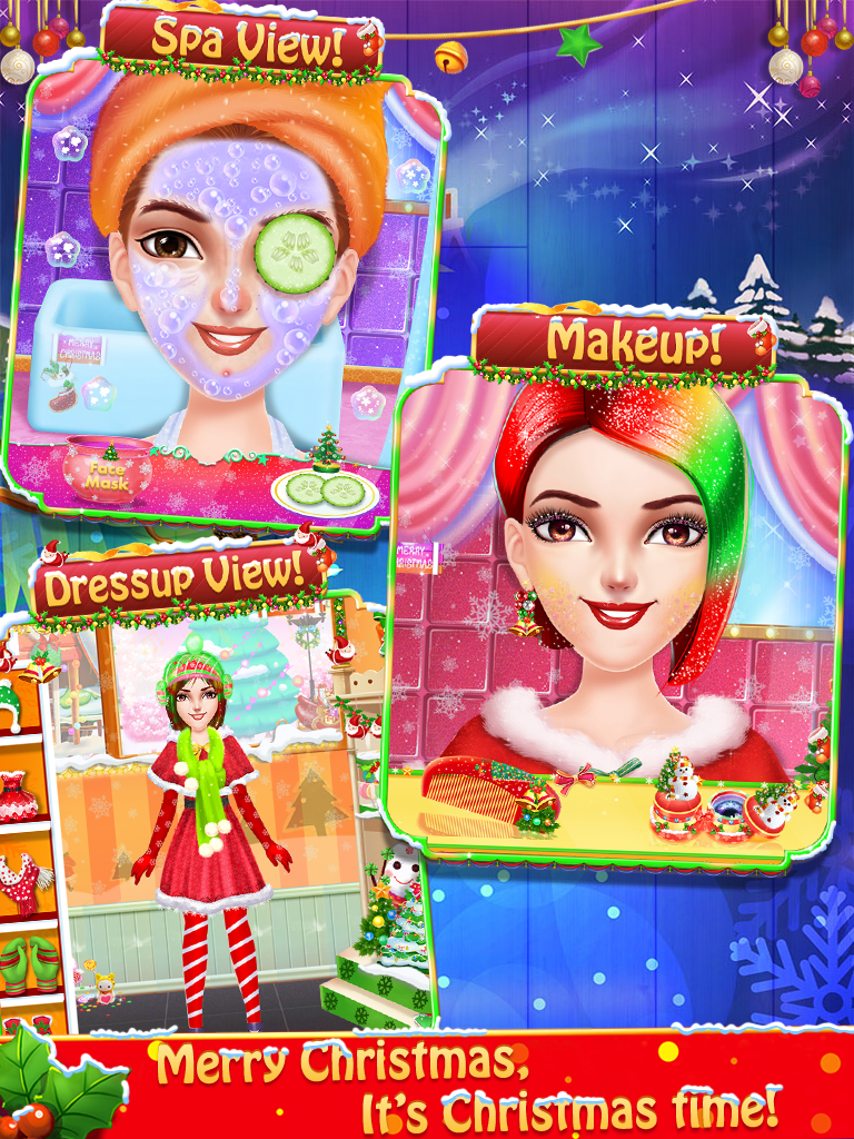 Screenshot 1 of Permainan Makeover & Dressup Salun Krismas untuk Gadis 1.2
