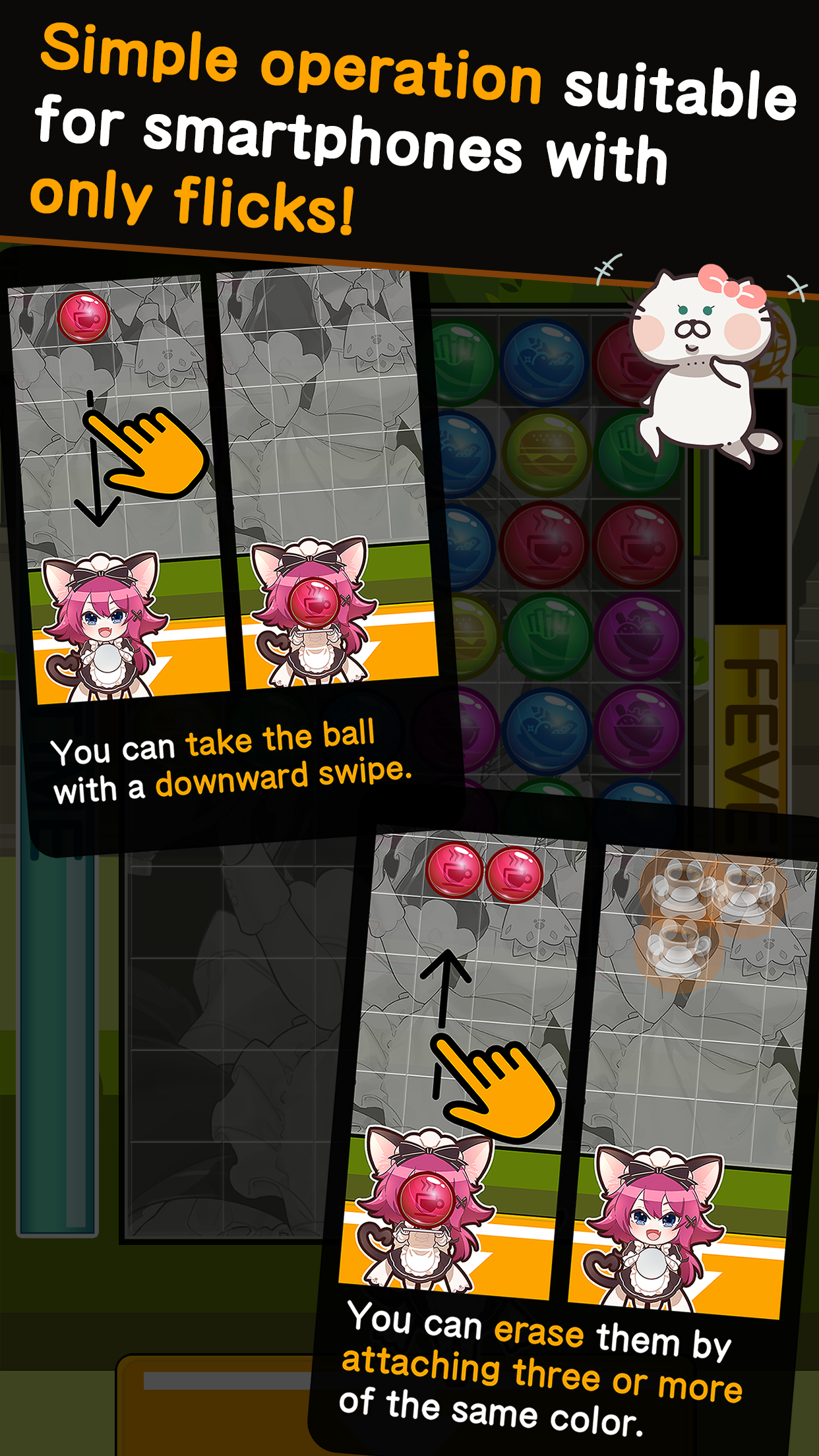 Cuplikan Layar Game Neko Pazu:Cat waitress cafe training puzzle game.