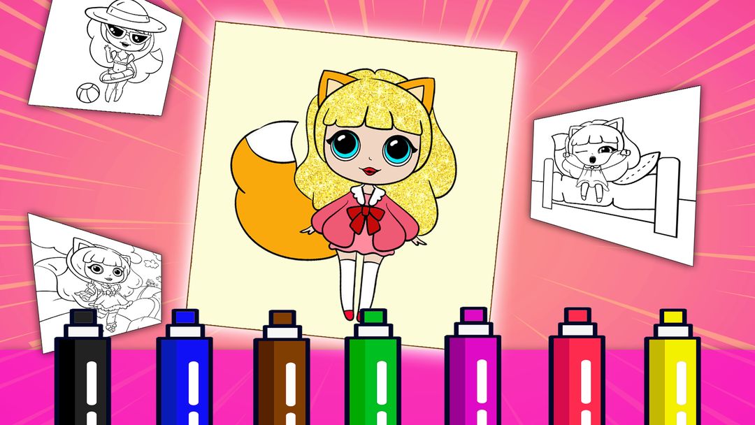 Coloring book dolls. Foxy Doll screenshot game