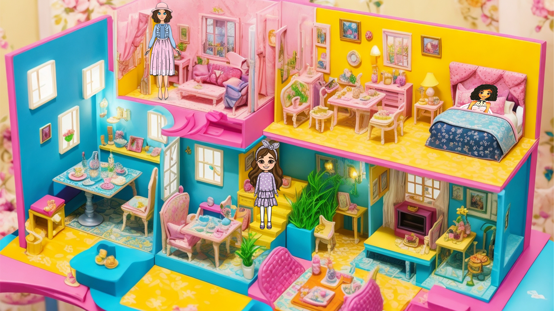 Barbie doll house decoration hot sale