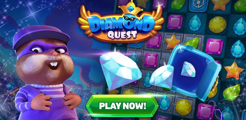 Banner of Diamond Quest - Cocokkan 3 teka-teki 