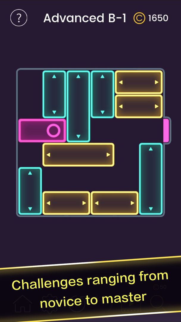 Escape Block-Neon Night Theme's slider puzzle game screenshot game