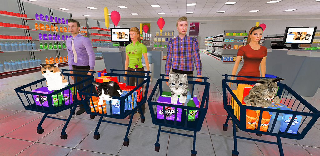 Banner of 小貓 貓 模擬器 遊戲： 超級市場 - 商场 2.0