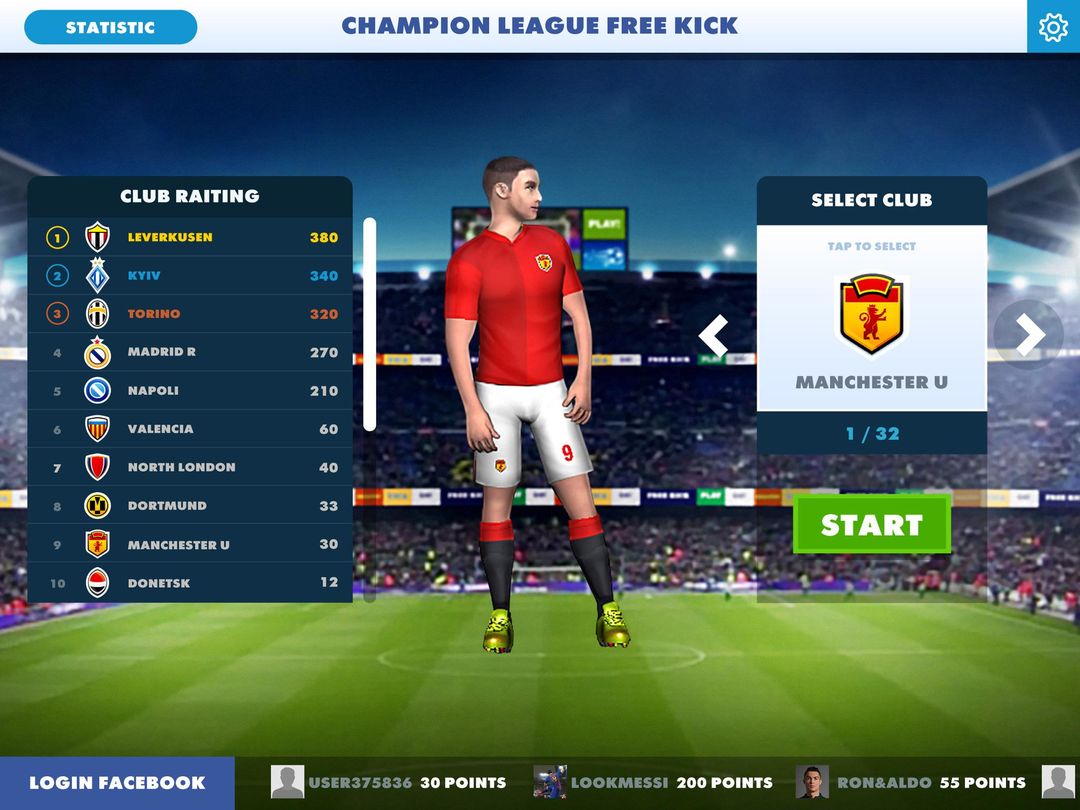 Screenshot of Football Champions Free Kick League 17