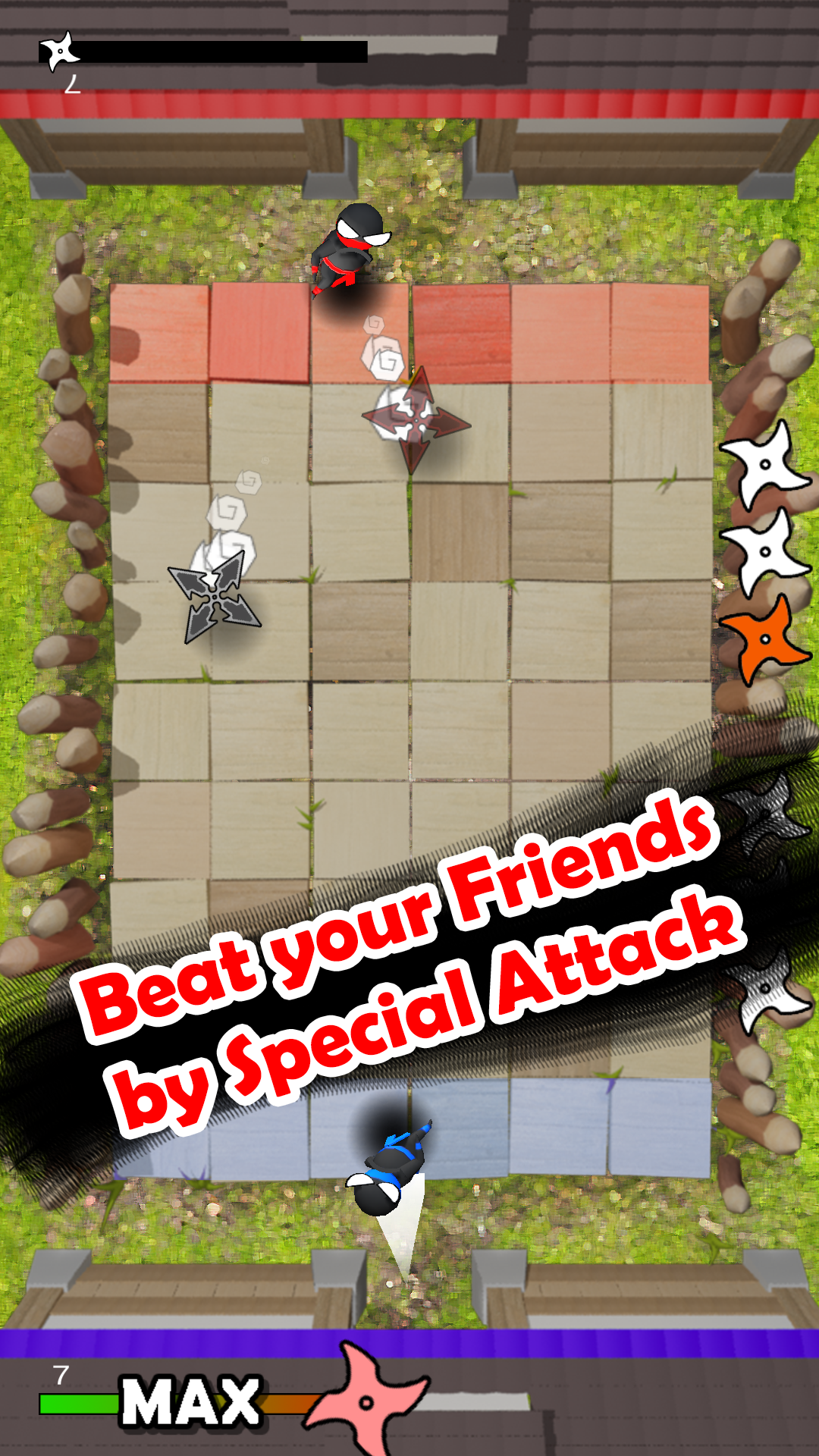 Jumping Ninja Shuriken : two Player game Game Screenshot