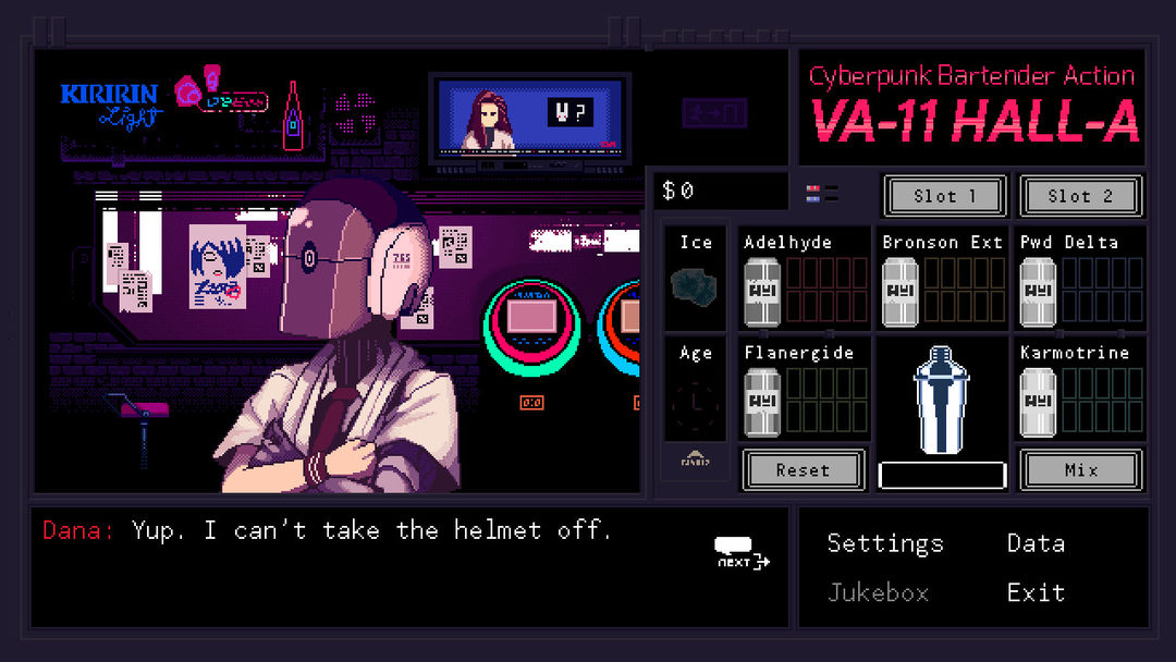 VA-11 Hall-A: Cyberpunk Bartender Action遊戲截圖