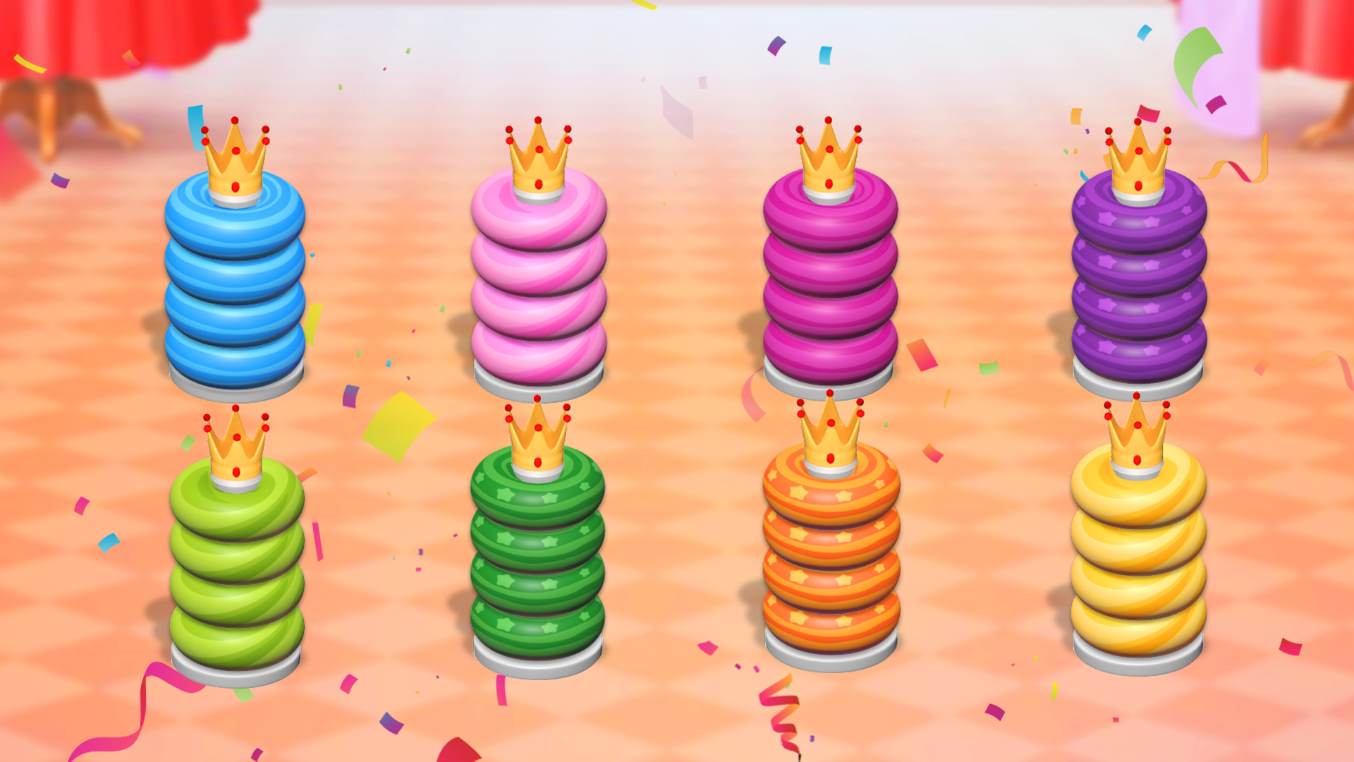 Captura de Tela do Jogo Hoop Stack - Donut Color Sort