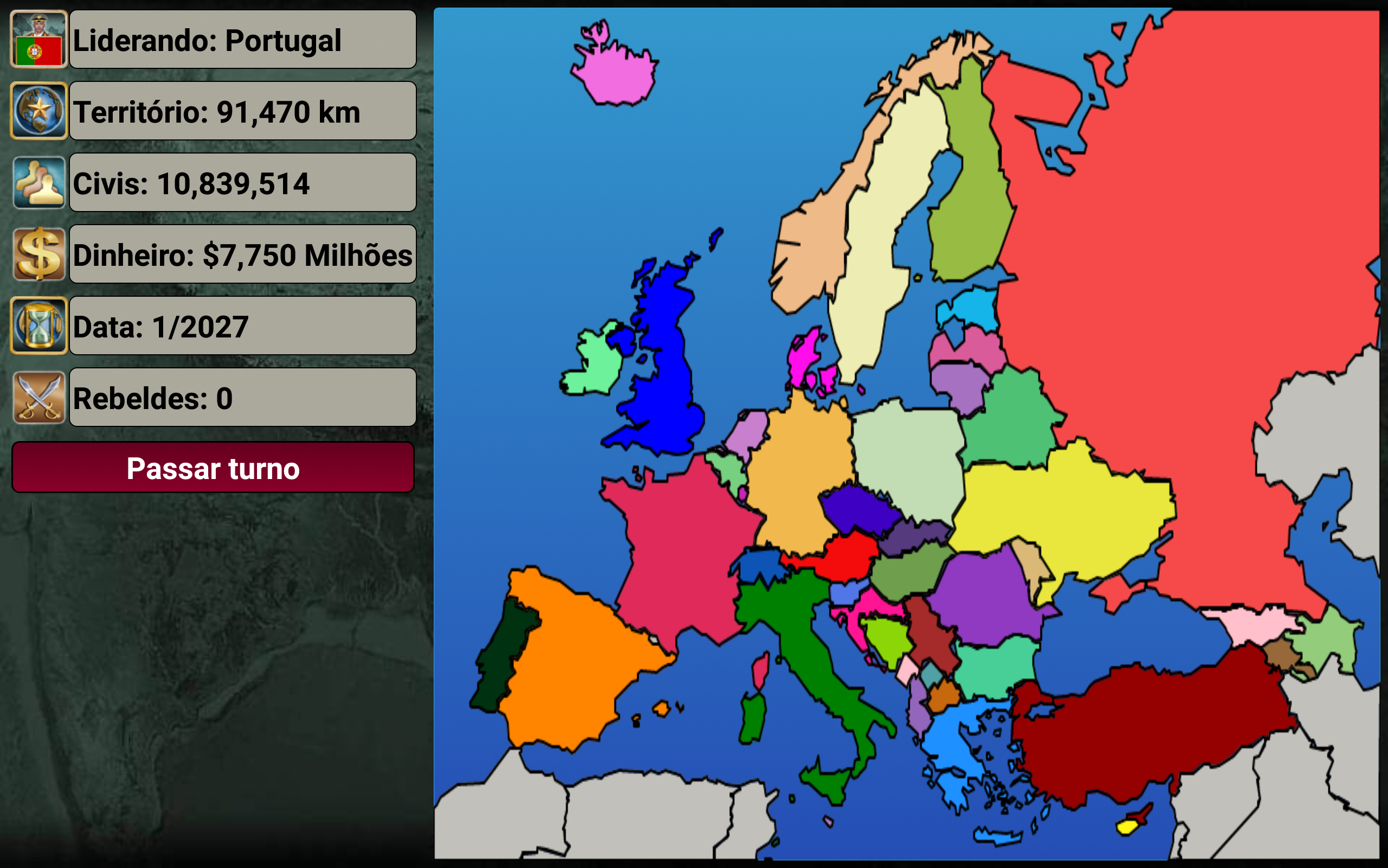 Captura de Tela do Jogo Império Europa