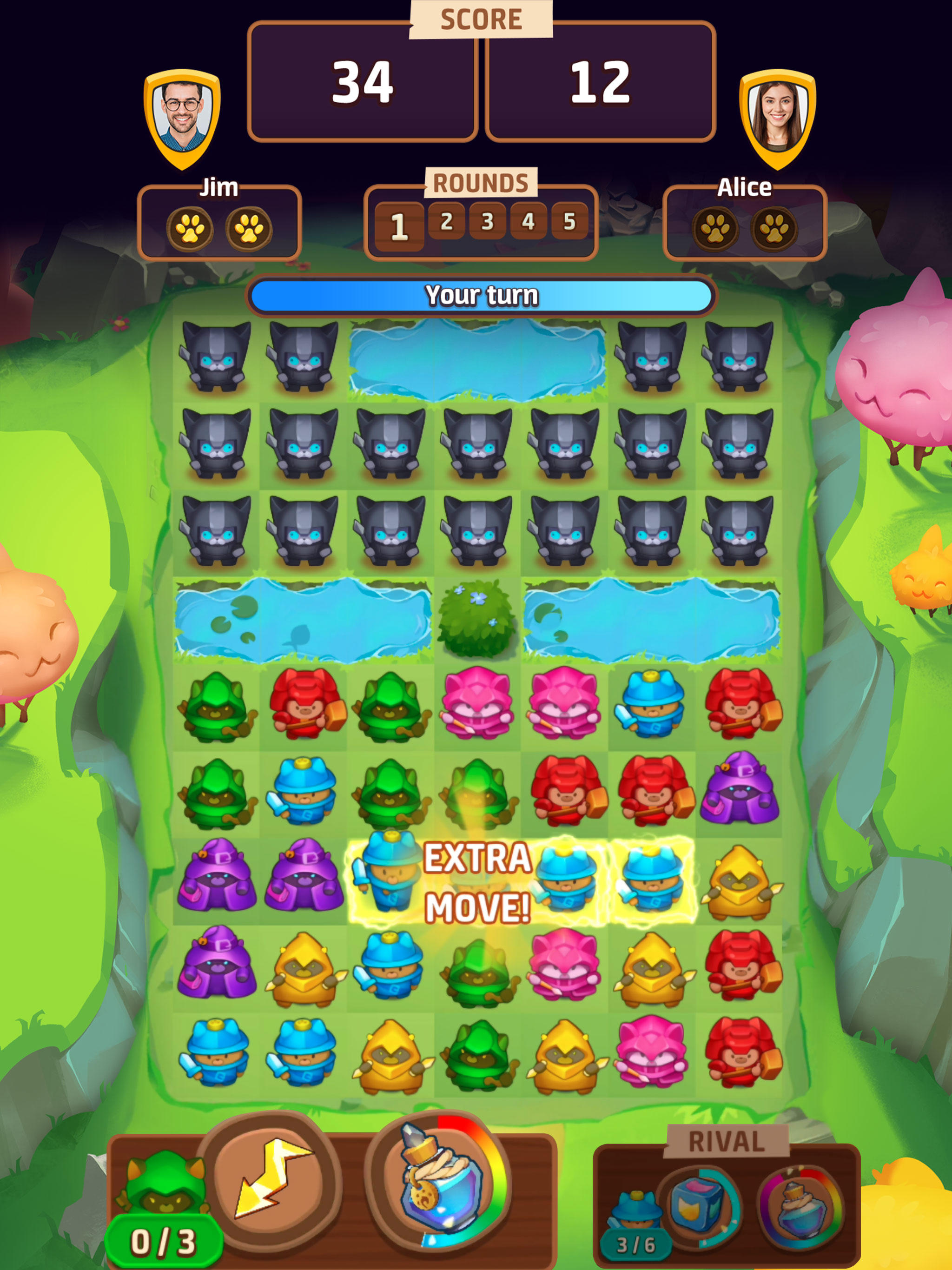 Cat Force - PvP Match 3 Game Game Screenshot