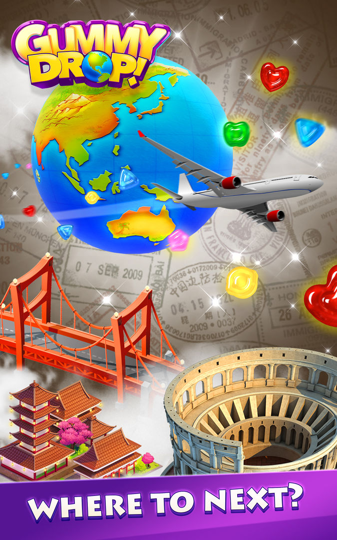 Gummy Drop! Match 3 & Travel screenshot game