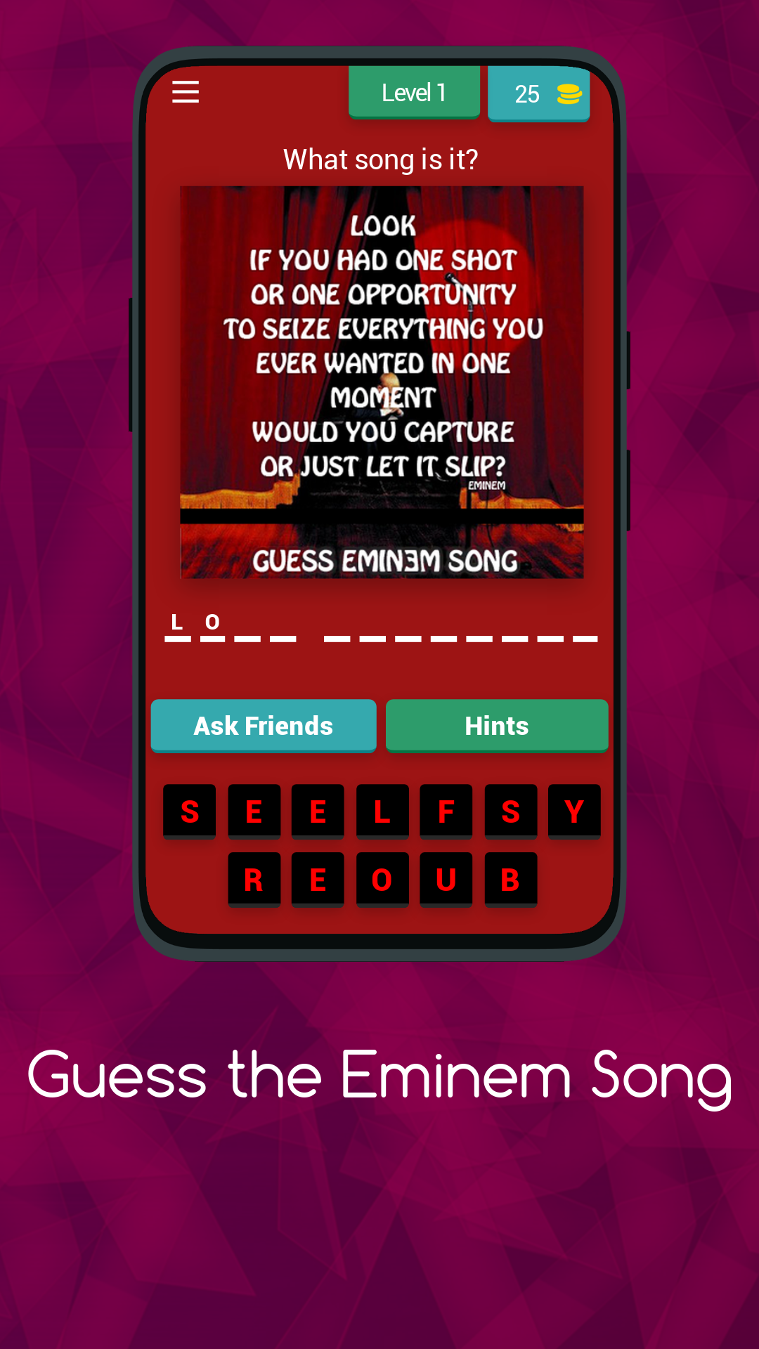 Guess Eminem Song Game Screenshot