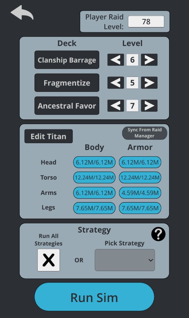 Screenshot of TT2 Raid Optimizer