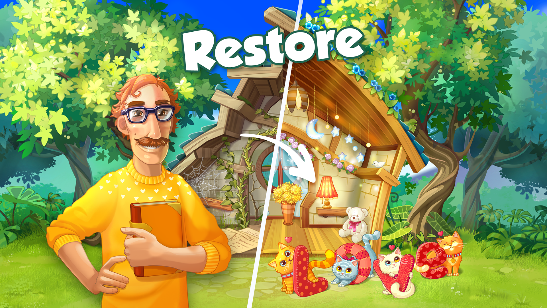 Bloomberry match-3 story. Merg Game Screenshot