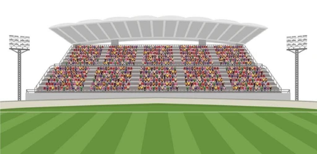 Crowd in Stadium Grandstand 3d vector. Crowd in Stadium Grandstand. Ai Arena. Arena ai