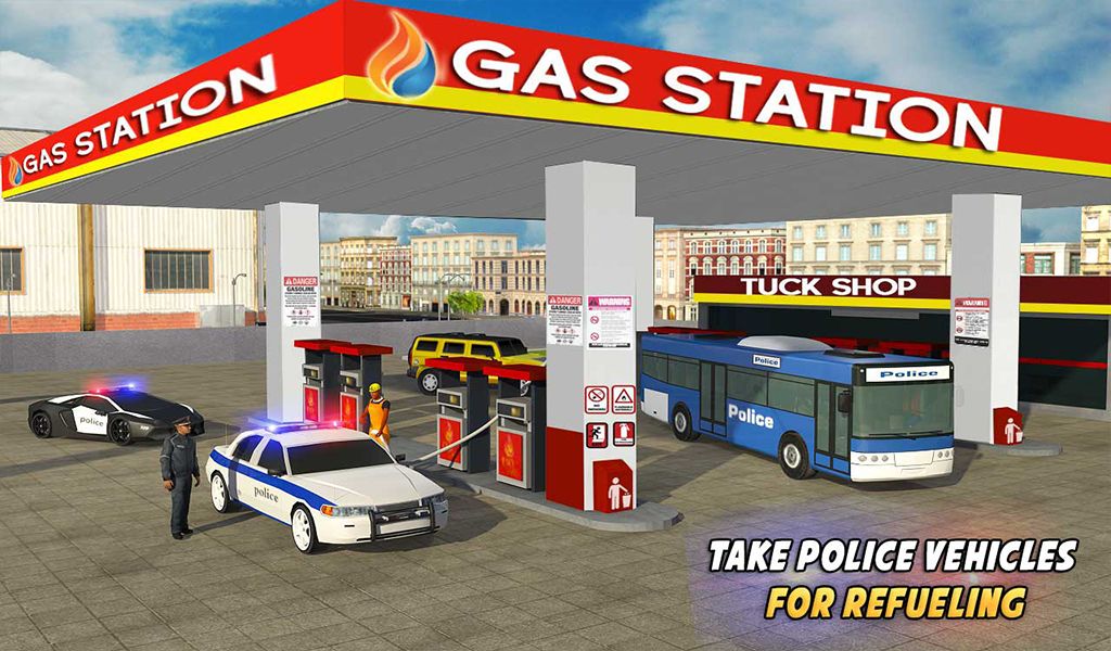 บริการล้างรถตำรวจ: เกมที่จอดรถสถานีแก๊ส 3D ภาพหน้าจอเกม