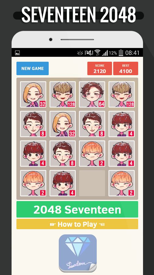 Screenshot of 2048 Seventeen KPop Game