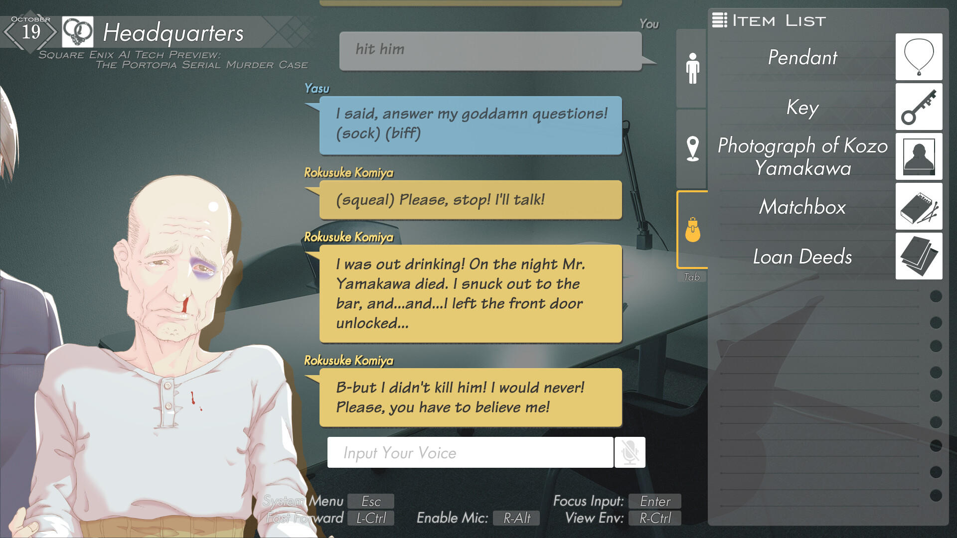 SQUARE ENIX AI Tech Preview: THE PORTOPIA SERIAL MURDER CASE screenshot game