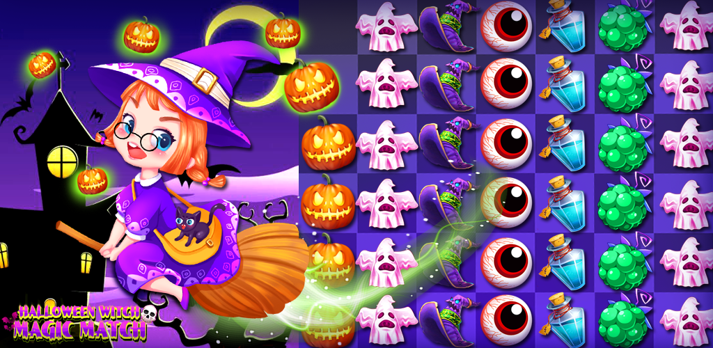 Banner of Halloween Witch Magic Match 1.5
