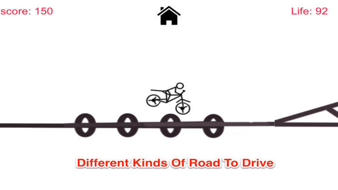 Captura de Tela do Jogo 火柴人摩托车骑手：涂鸦世界的特技