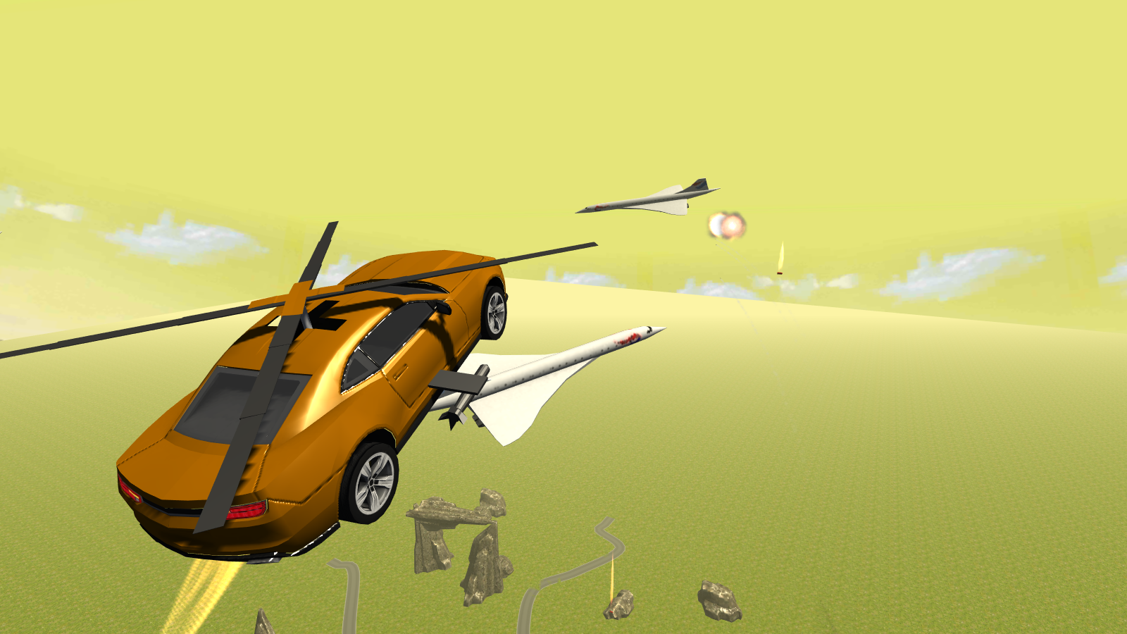 Flying Muscle Helicopter Car Game Screenshot
