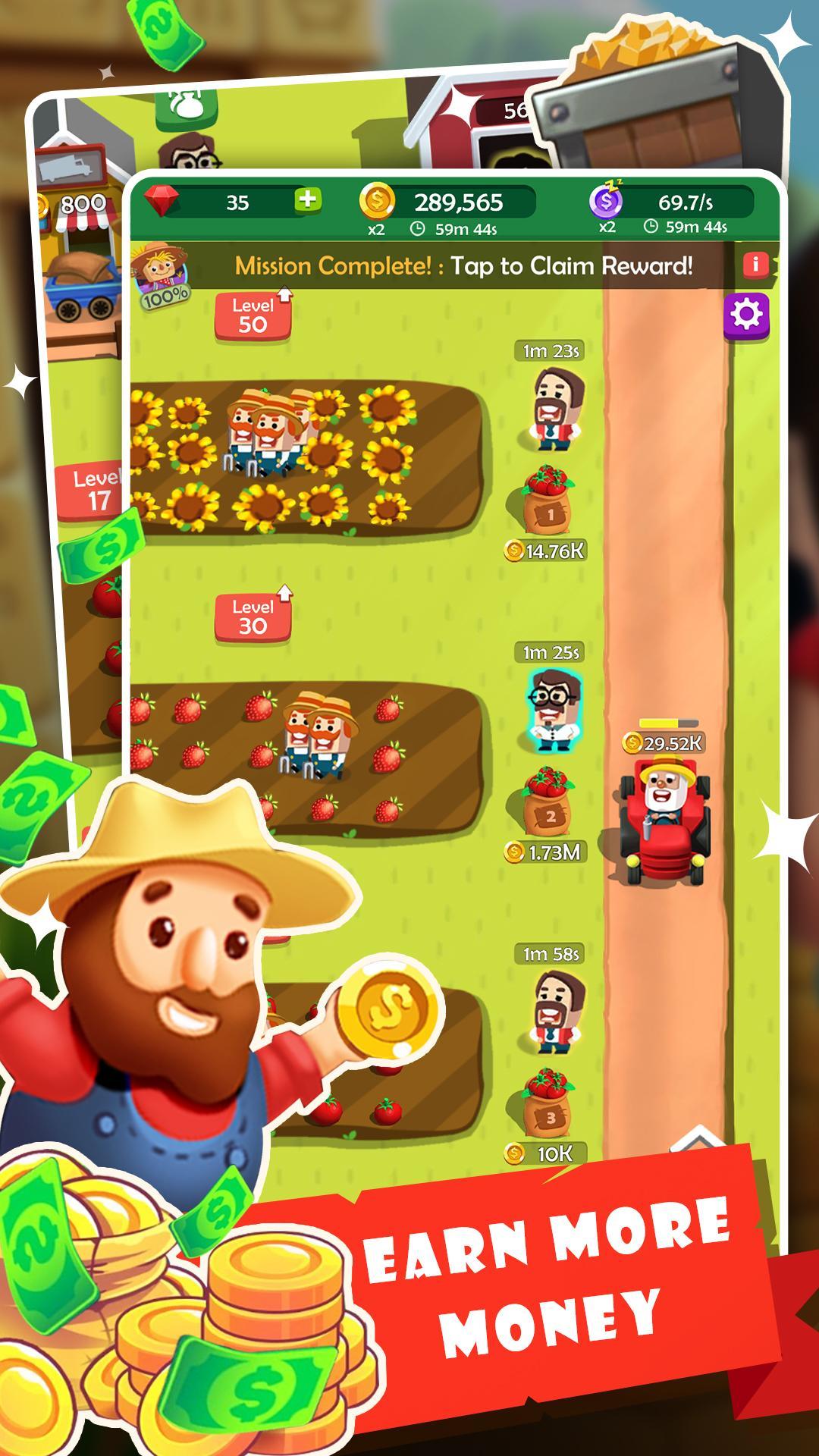 Screenshot 1 of Mega Farm Empire - Trò chơi Clicker nhàn rỗi 1.1.1