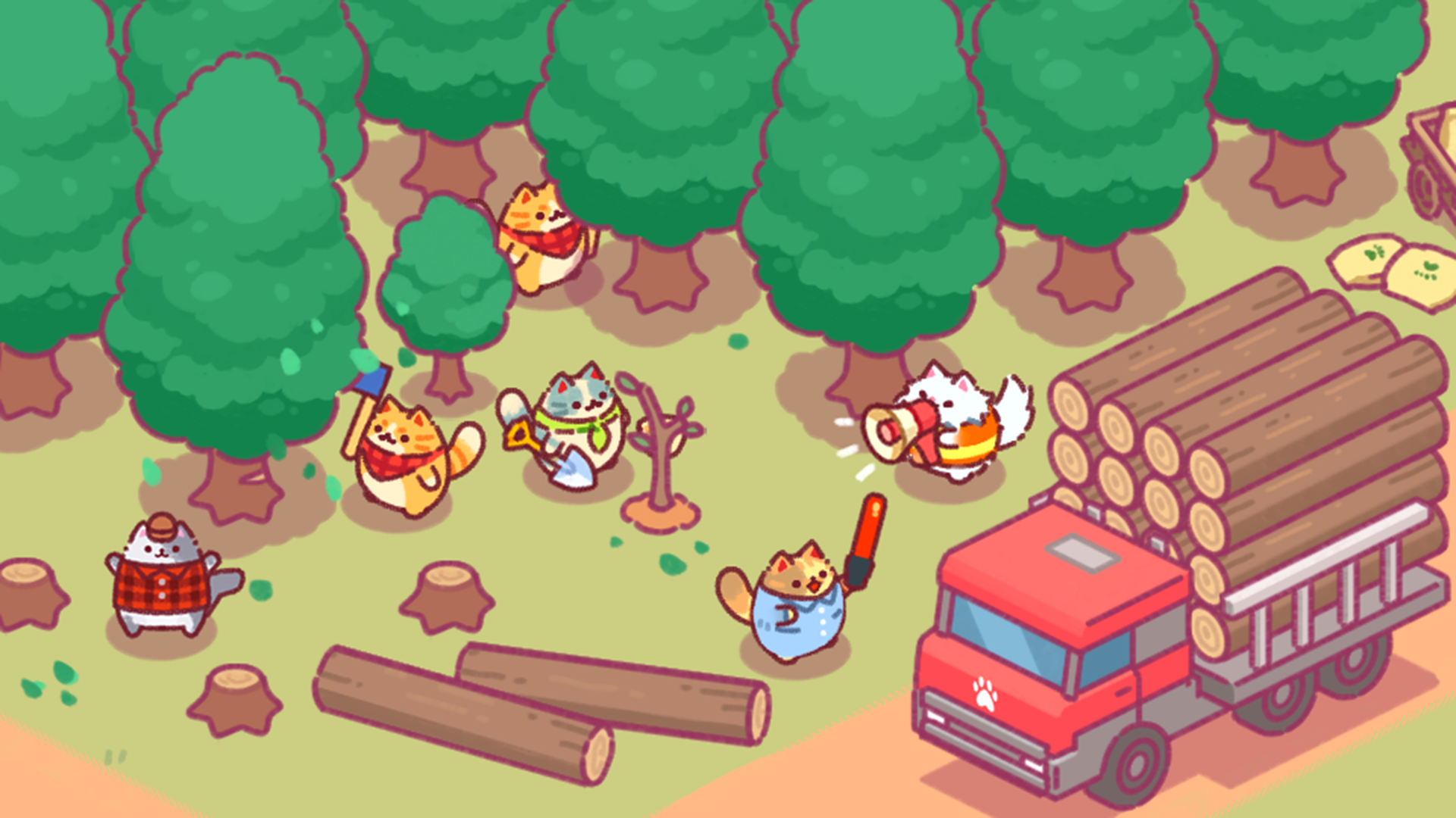 Lumbercat: Cute Idle Tycoon Game Screenshot