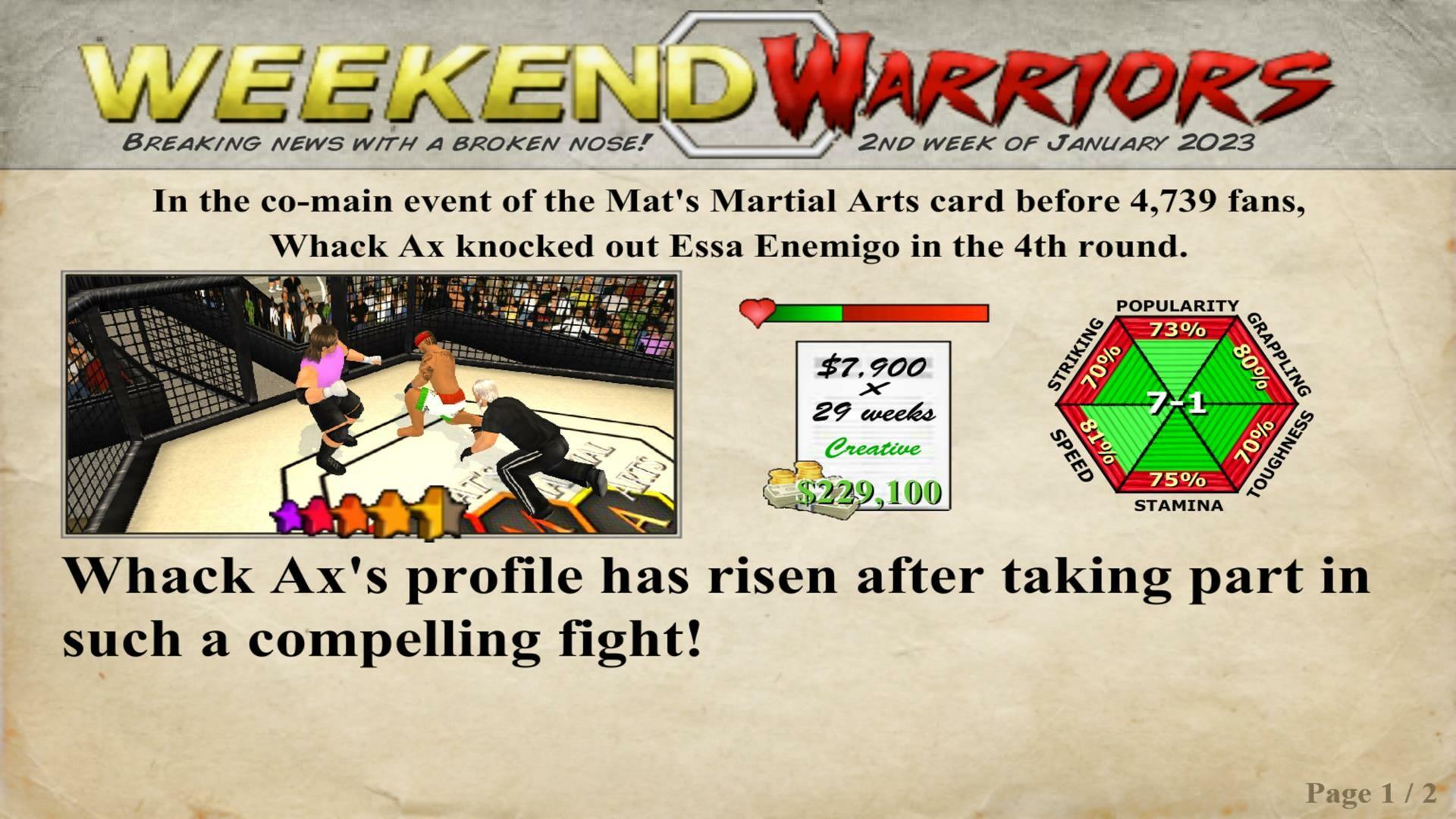Screenshot of Weekend Warriors MMA