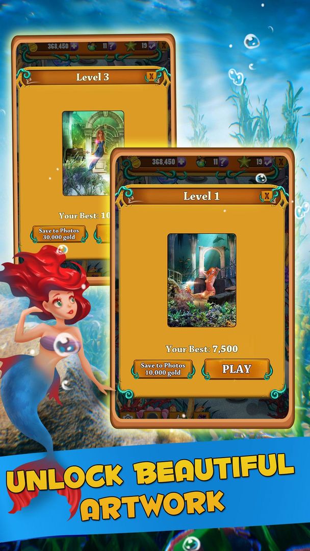Match 3 - Mermaid Cove ภาพหน้าจอเกม