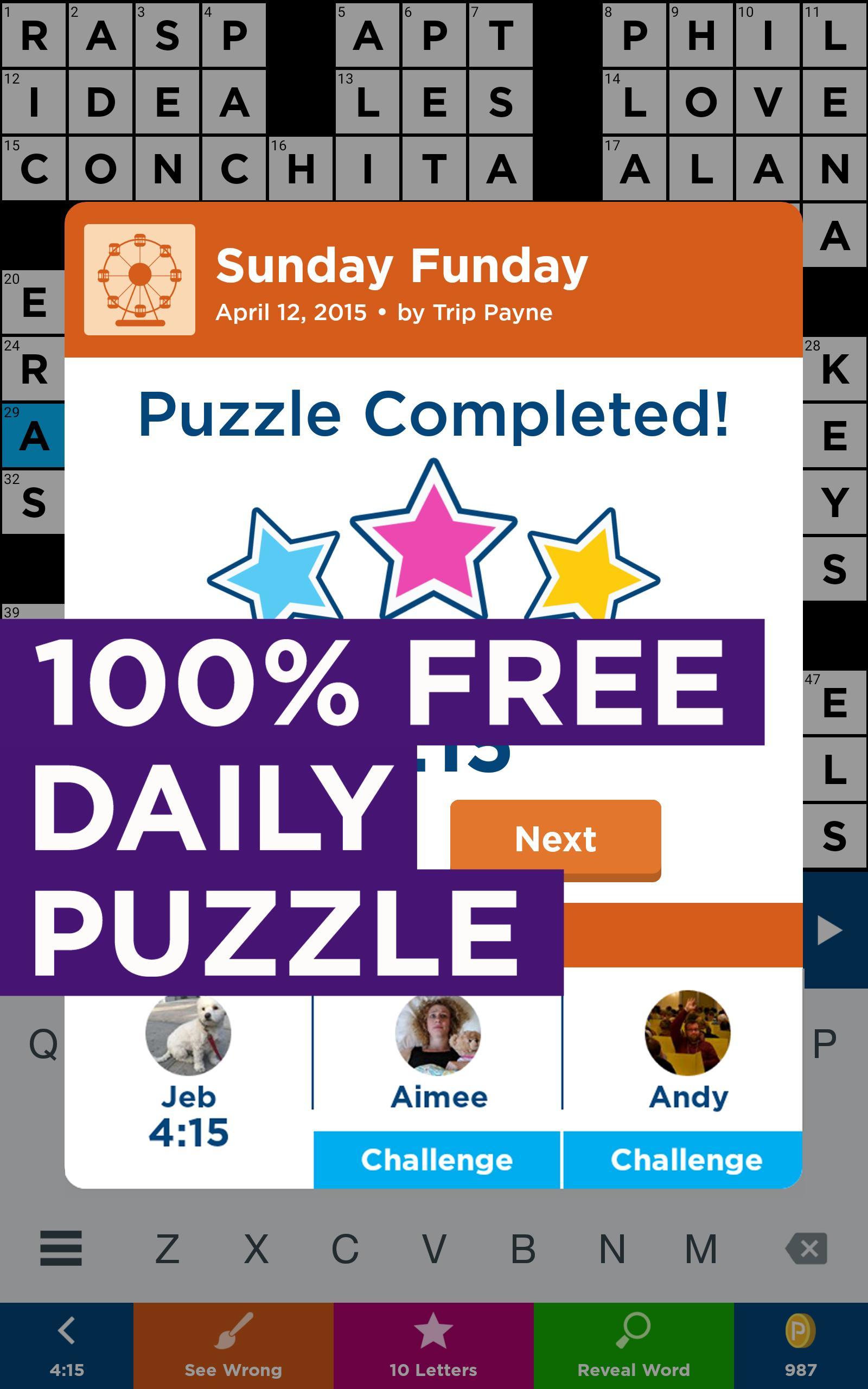 Скриншот игры Daily Celebrity Crossword