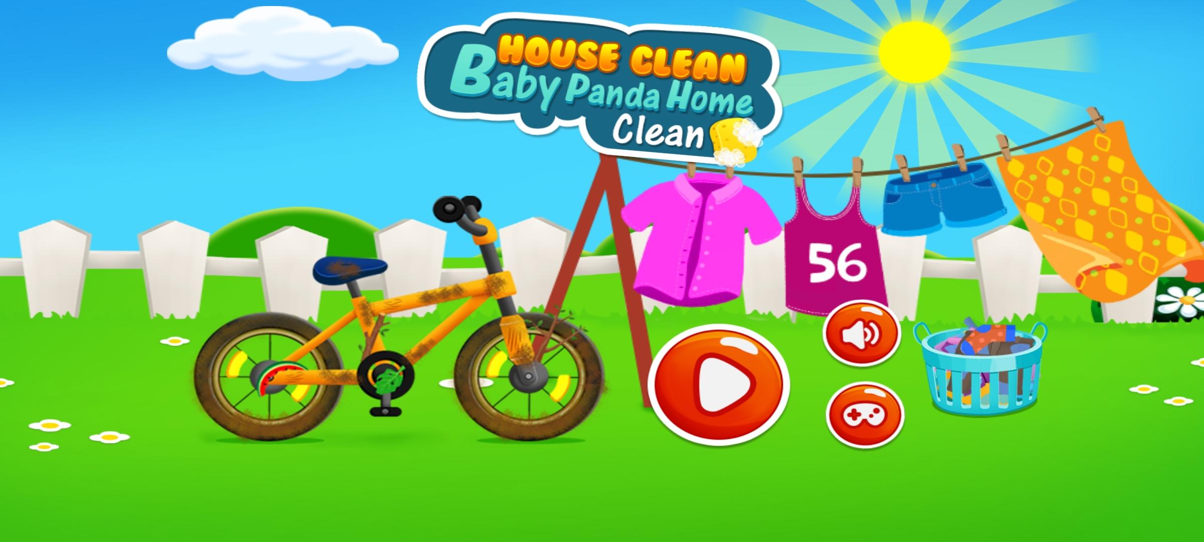 Captura de Tela do Jogo Baby Panda Home Clean Game