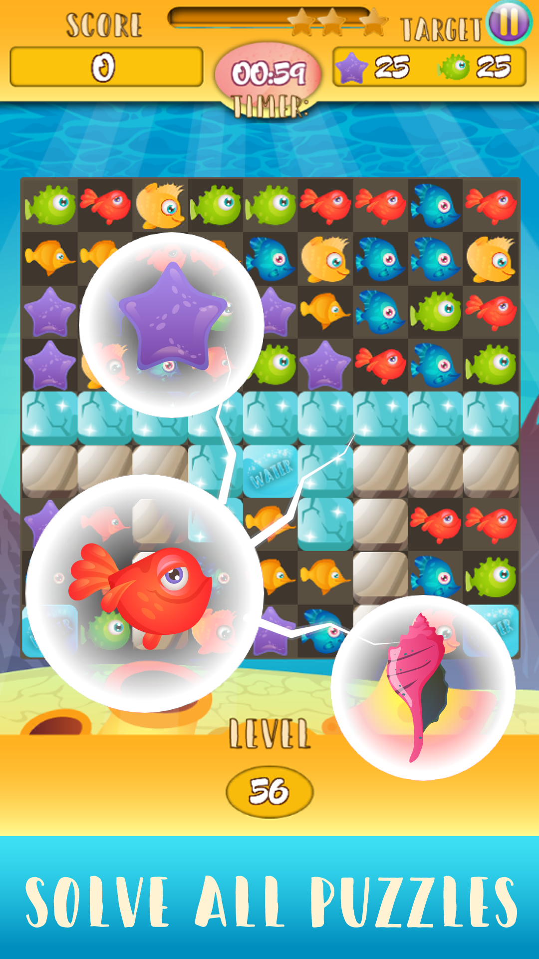 Fish Adventure - Mermaid Match 3 Connect Game Screenshot