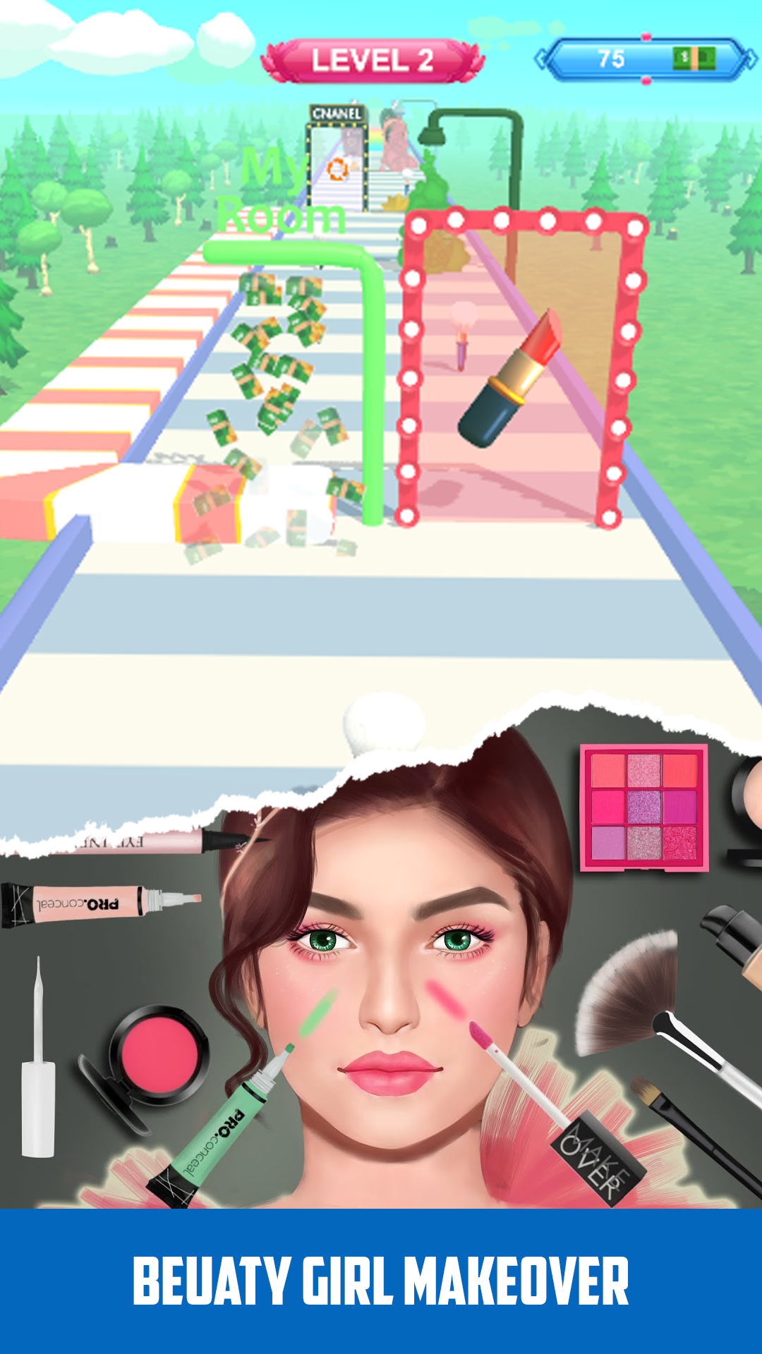 MakeUp and MakeOver Runner 3D Game Screenshot