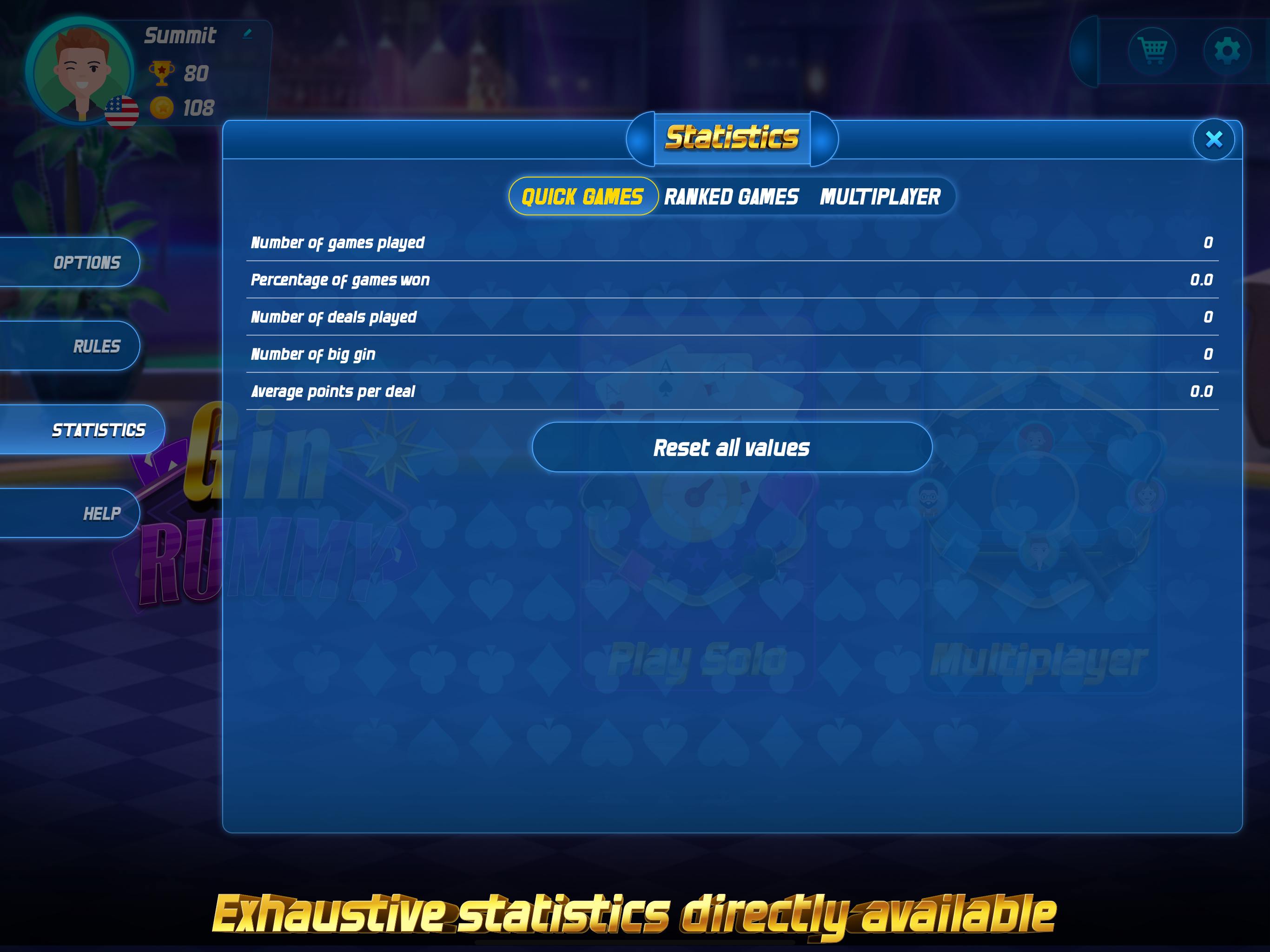 Screenshot of Gin Rummy Online