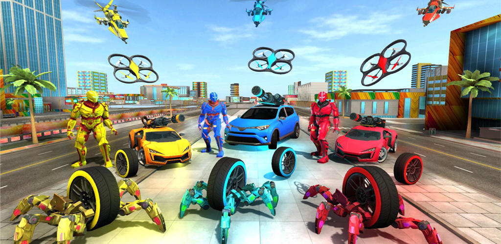 Banner of Jeu de robot de roue de voiture d'araignée - Jeux de robot de drone 3D 1.0.0