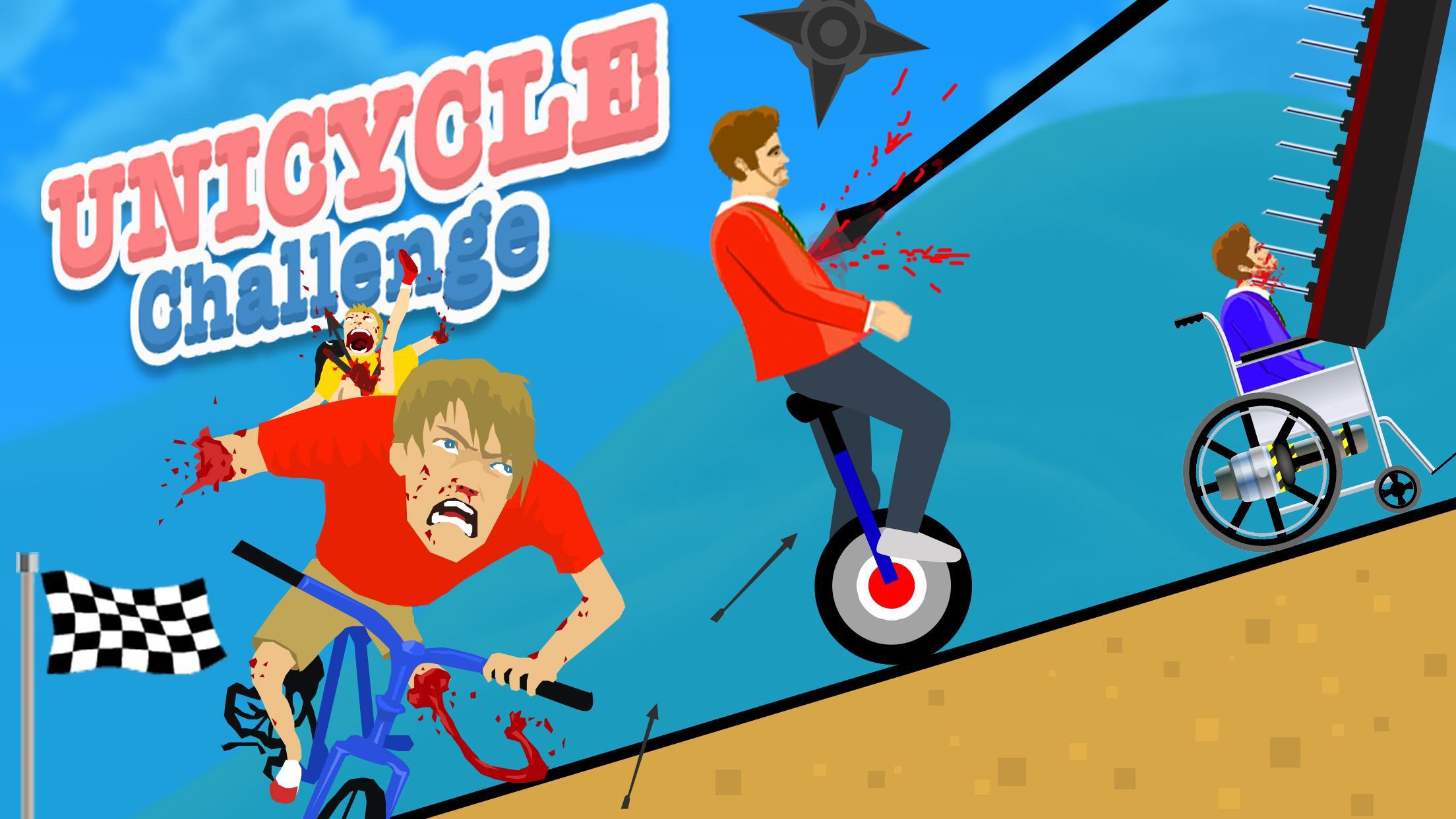 Funny Unicycle Hill Physics Game Screenshot