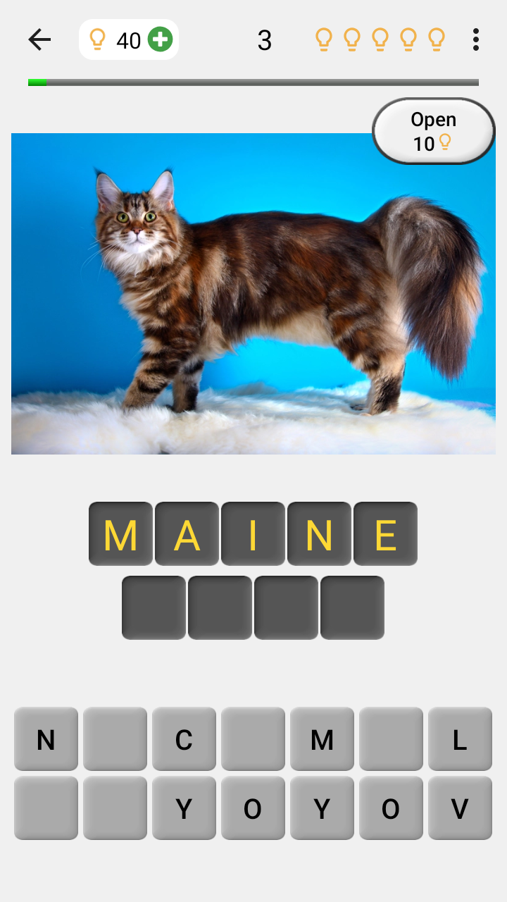 Screenshot 1 of बिल्लियाँ प्रश्नोत्तरी लोकप्रिय नस्लों का अनुमान लगाएं 3.1.0