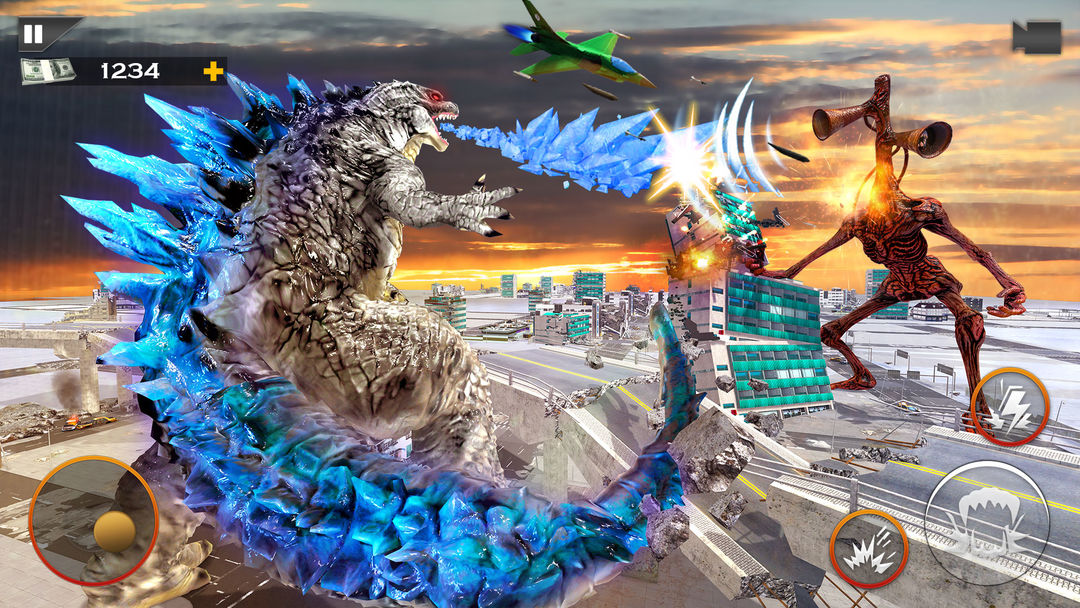 สัตว์ประหลาด Smash เมือง- ก็อตซิล่า vs ไซเรน ศีรษะ ภาพหน้าจอเกม