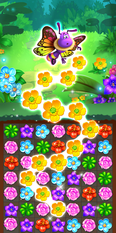 色とりどりの花は3と一致 ゲームのスクリーンショット