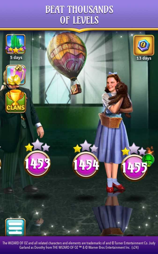 The Wizard of Oz Magic Match 3 게임 스크린 샷