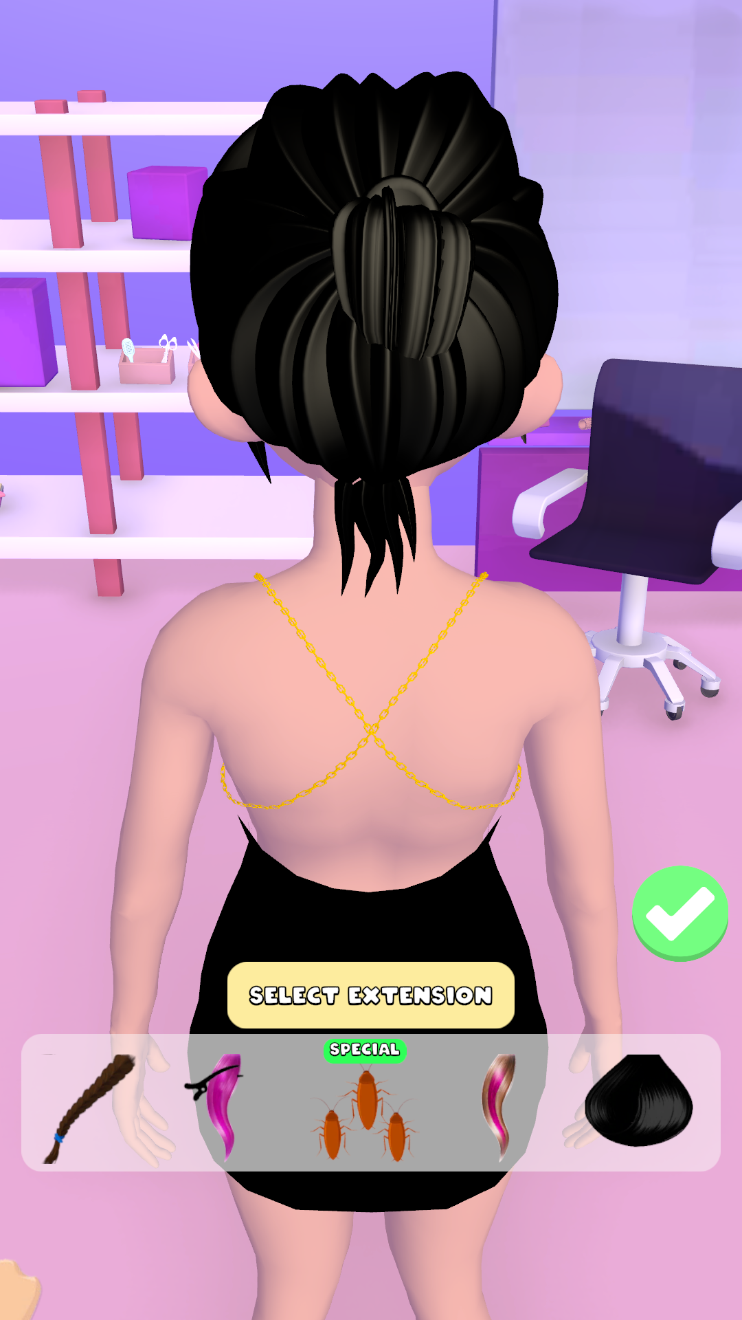 Cuplikan Layar Game Hair Extension Salon