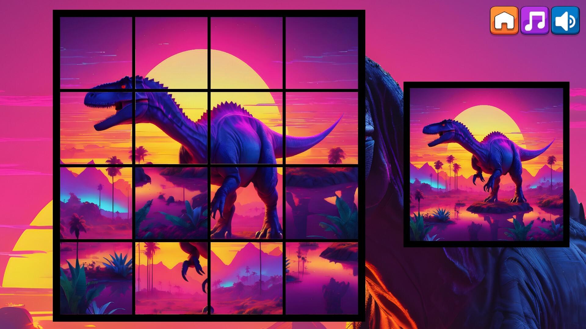 Screenshot of OG Puzzlers: Synthwave Dinosaurs