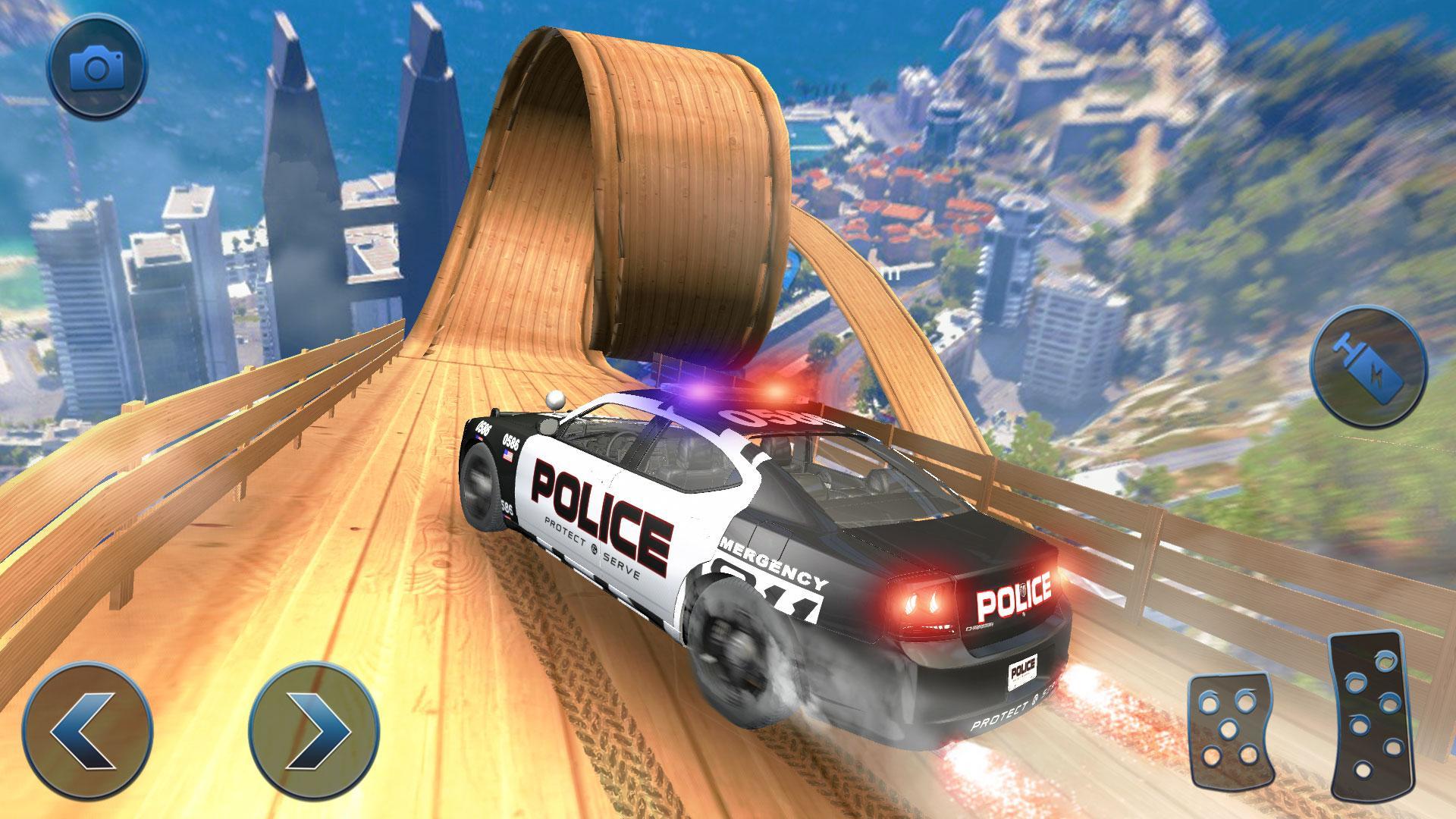 US Police Flying Car Mega Ramp Stunt Racing Games Game Screenshot