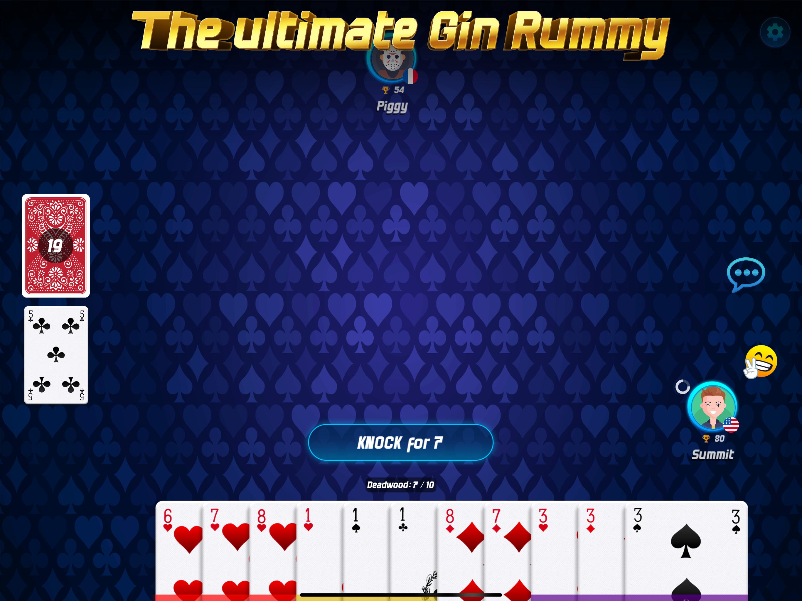Screenshot of Gin Rummy Online