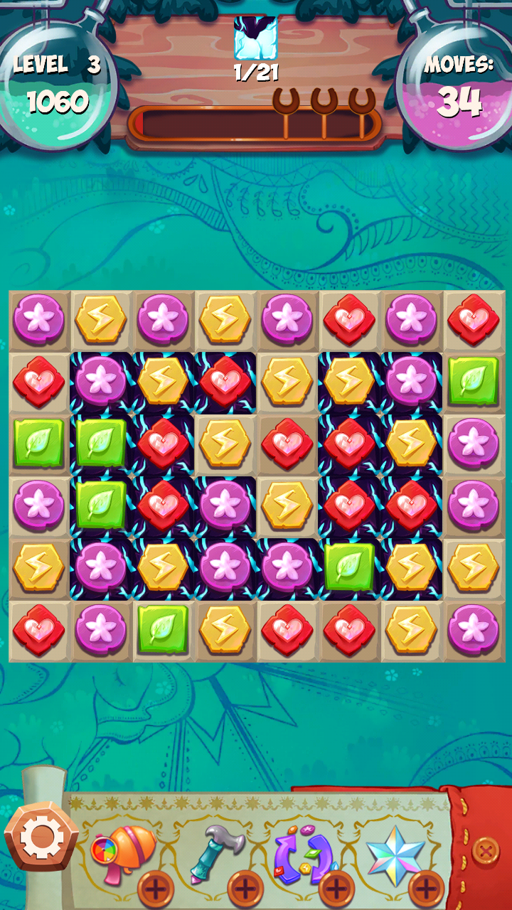 Unicorn Forest Fruit Match 3 Game Screenshot