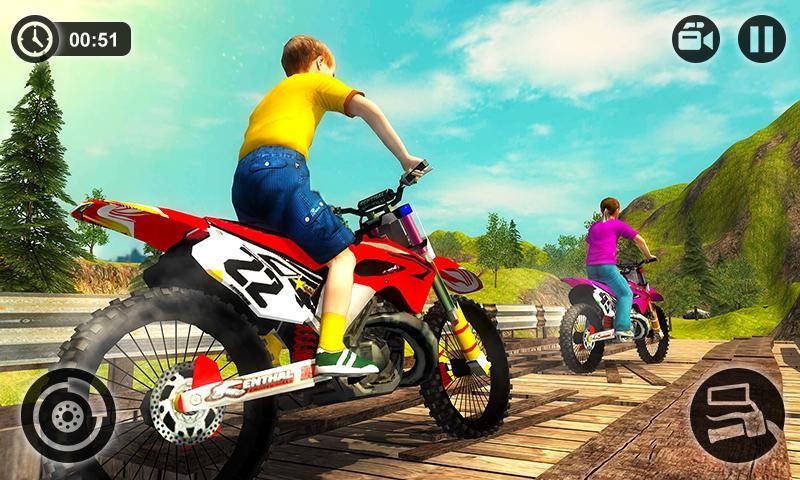Kids Downhill Mountain Motorbi Game Screenshot