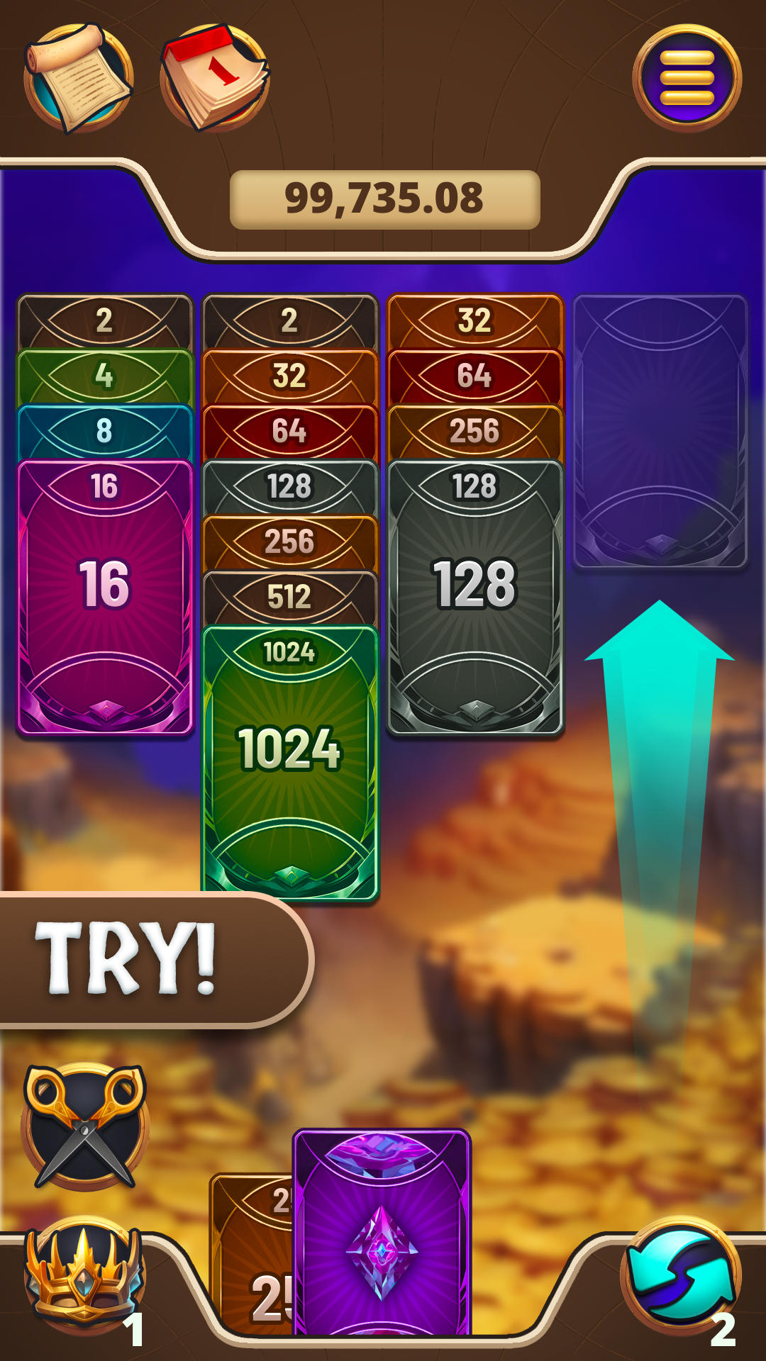 Ancient Cards: 2048 Game Screenshot