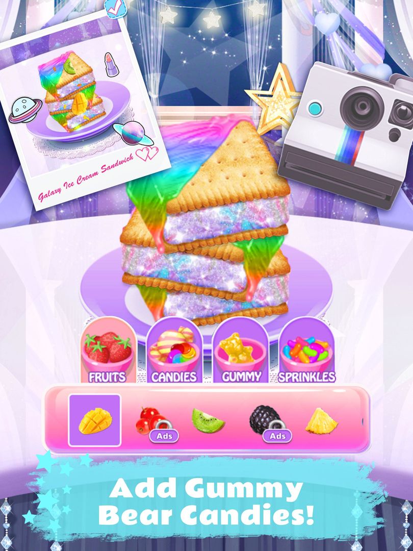 Rainbow Unicorn Ice Cream Sandwich - Cooking Games ภาพหน้าจอเกม