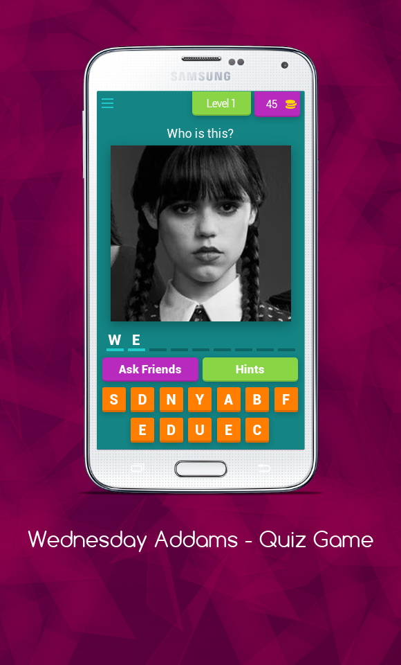 Wednesday Addams - Quiz Game Game Screenshot