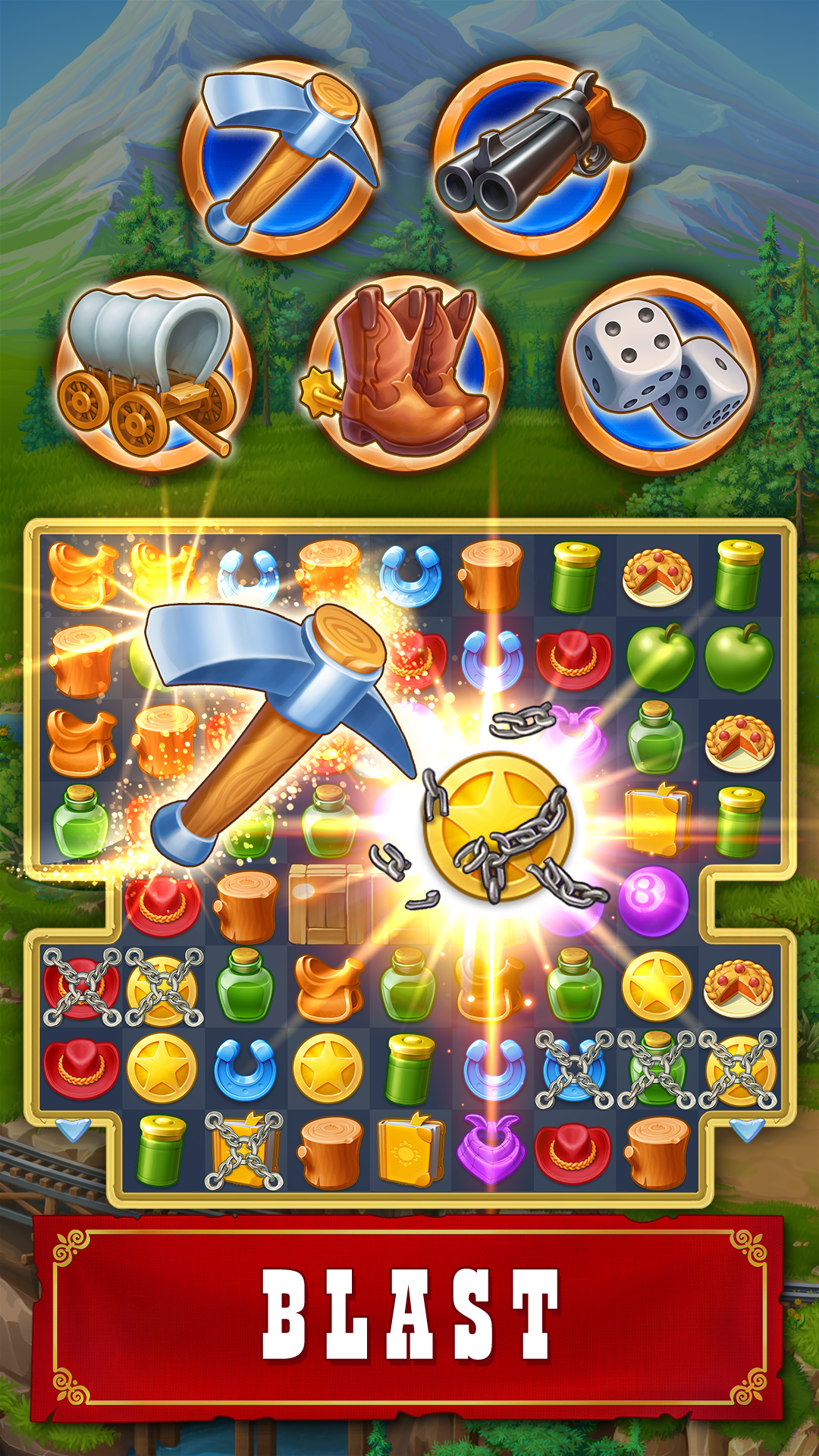 Скриншот игры Jewels of the Wild West・Match3